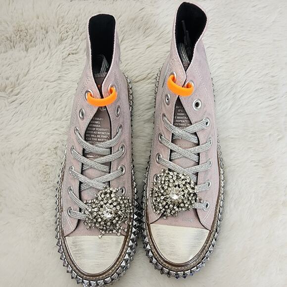 NEW Nan-Ku Couture Free People Cruise Stidded Mellow Mauve Pink High Top Sneaker - Picture 12 of 12